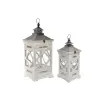 Набор фонарей Home ESPRIT Белый Стеклянный Ель Без втулки Араб 26 x 26 x 66 cm (2 Предметы)