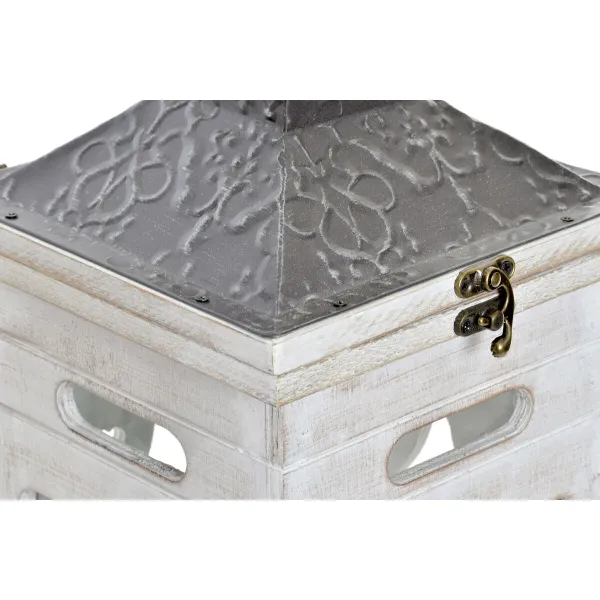 Žibintų rinkinys Home ESPRIT Balta Stiklas Eglė Etninis Arabas 26 x 26 x 66 cm (2 Dalys)
