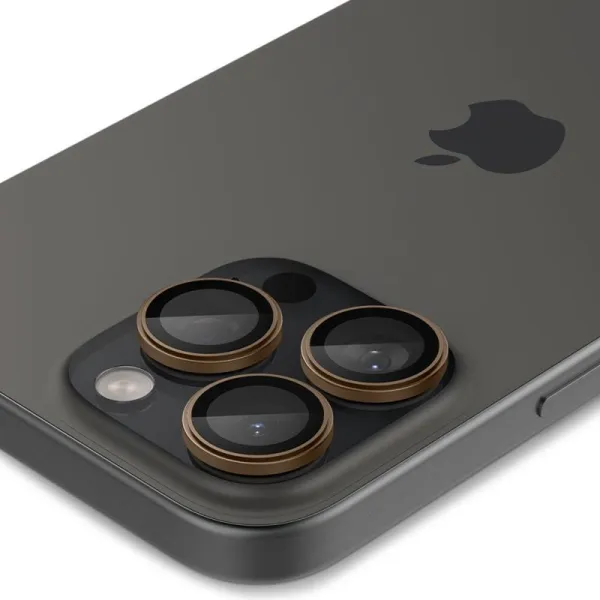 Spigen Optik Pro GLAS.TR EZ Fit Camera Protector 2-Pack - Lens Protector for iPhone 16 Pro / 16 Pro Max (2 pcs) (Desert Titanium