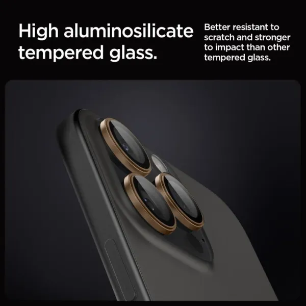 Spigen Optik Pro GLAS.TR EZ Fit Camera Protector 2-Pack - Lens Protector for iPhone 16 Pro / 16 Pro Max (2 pcs) (Desert Titanium