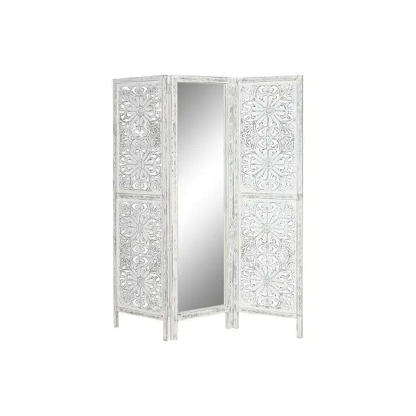 Širma Home ESPRIT Balta Mango mediena Veidrodis 152 x 2 x 182 cm