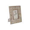 Nuotraukų rėmelis Home ESPRIT Balta Natūralus Stiklas Mango mediena Gėlė Indas 21 x 2 x 26,5 cm