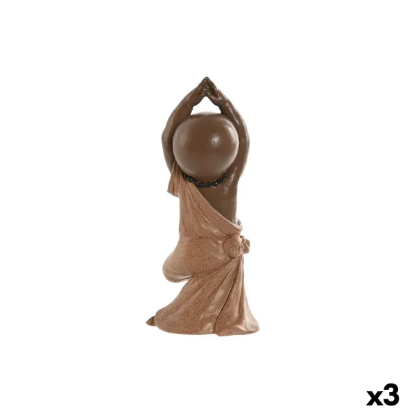 Decorative Figure Home ESPRIT Orange Coral Lime Resin Monk Oriental 11,5 x 5,5 x 14,5 cm (3 Units)