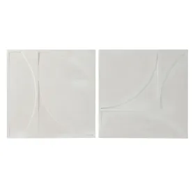 Sienu dekors Home ESPRIT Balts Moderns 80 x 4 x 80 cm (2 gb.)