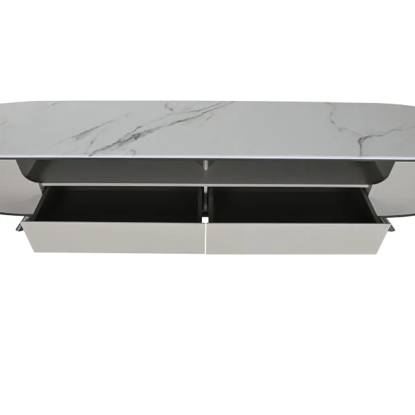 TV furniture Home ESPRIT White Beige 220 x 42 x 41,5 cm