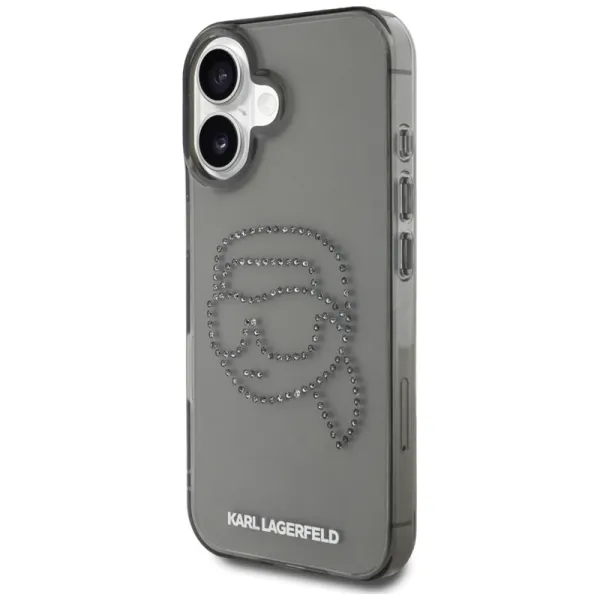 Karl Lagerfeld IML Rhinestones Karl Head - Case for iPhone 16 (black)