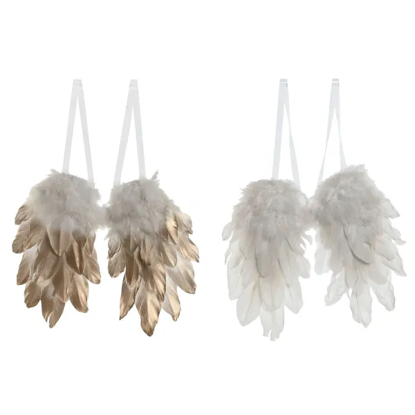 Piekaramais dekors Home ESPRIT Balts Bronza Spalva 28 x 4 x 33 cm (2 gb.)