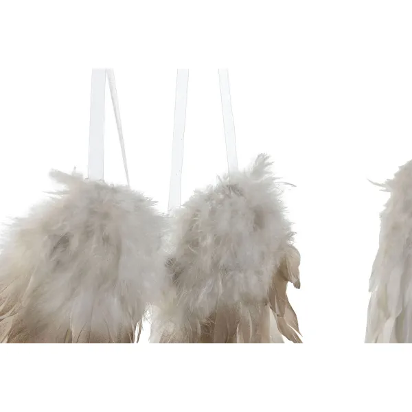 Hanging decoration Home ESPRIT White Golden Feather 28 x 4 x 33 cm (2 Units)