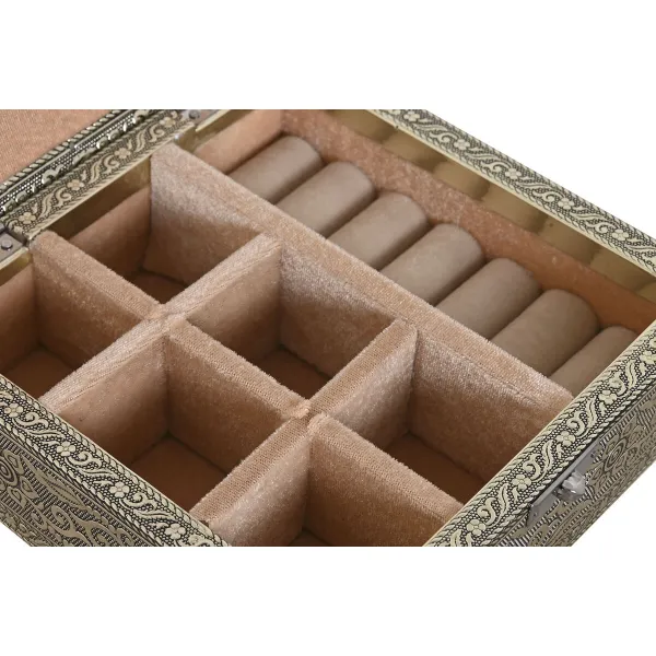 Lādīte Home ESPRIT Balts Šampanietis Koks Alumīnijs 18 x 18 x 6 cm