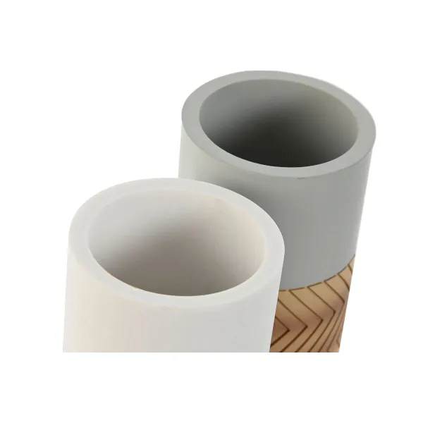 Lasi Home ESPRIT Valkoinen Harmaa Luonnollinen Hartsi 7 x 7 x 10,5 cm (2 osaa)