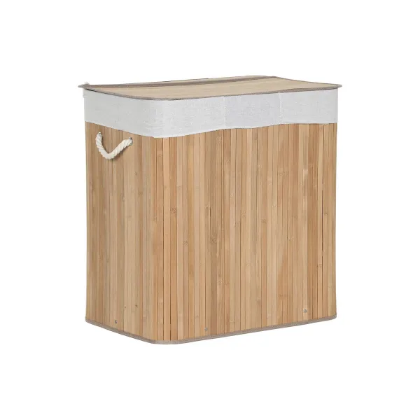 Laundry basket Home ESPRIT White Natural Bamboo 140 L 60 x 40 x 60 cm