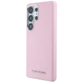 Karl Lagerfeld Saffiano Full Wrapped Elongated Metal Logo MagSafe - Case for Samsung Galaxy S25 Ultra (pink)