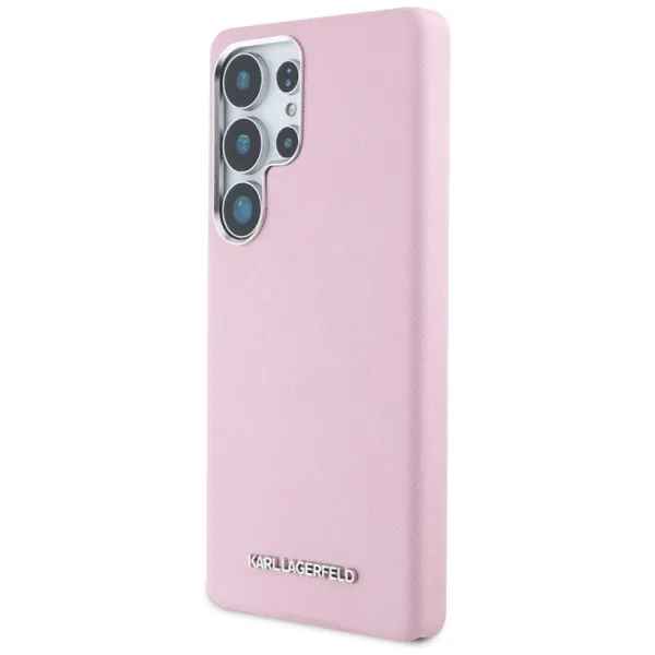 Karl Lagerfeld Saffiano Full Wrapped Elongated Metal Logo MagSafe - Case for Samsung Galaxy S25 Ultra (pink)