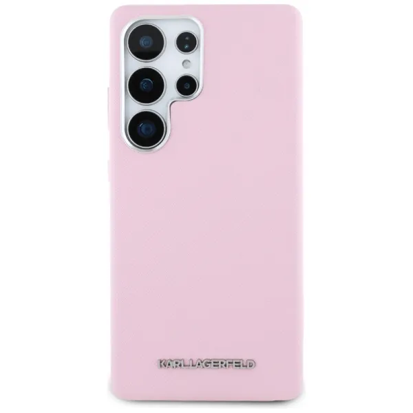 Karl Lagerfeld Saffiano Full Wrapped Elongated Metal Logo MagSafe - Case for Samsung Galaxy S25 Ultra (pink)