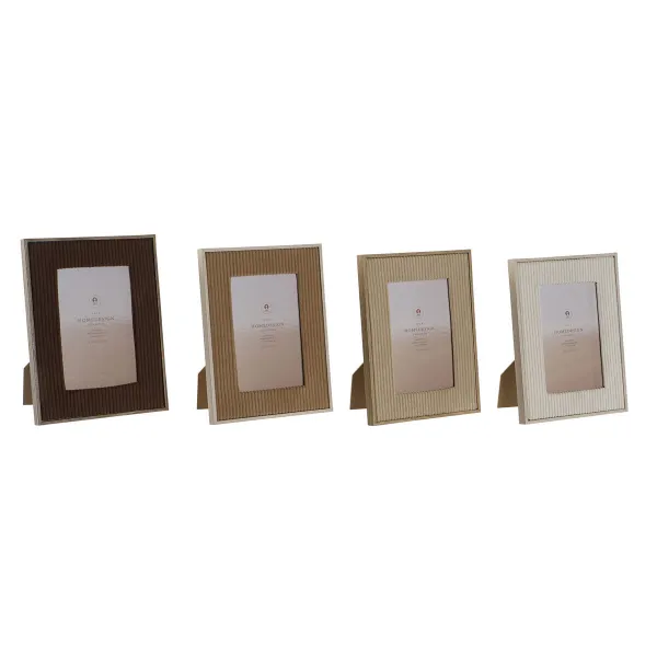 Nuotraukų rėmelis Home ESPRIT Balta Ruda Rusvai gelsva Šviesiai rudas Aksomas Stiklas Šiuolaikiškas 16 x 2 x 21 cm (4 vnt.)