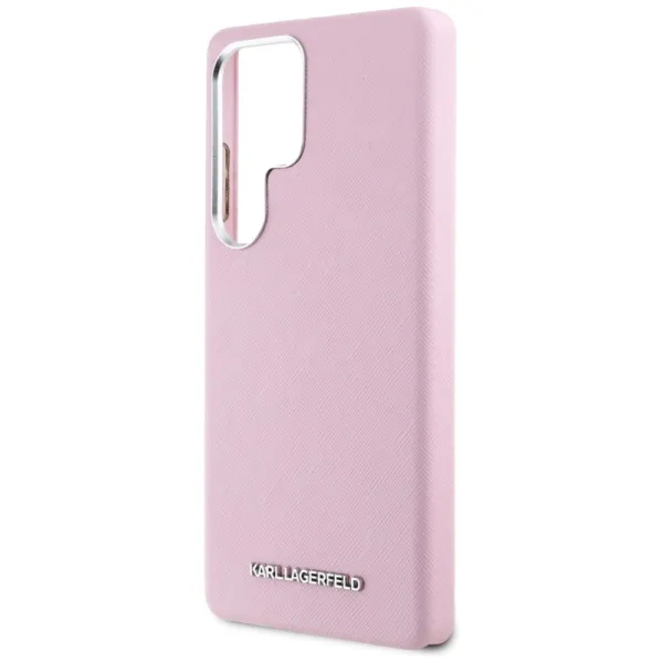 Karl Lagerfeld Saffiano Full Wrapped Elongated Metal Logo MagSafe - Case for Samsung Galaxy S25 Ultra (pink)
