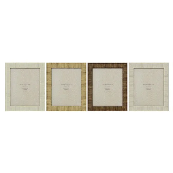 Photo frame Home ESPRIT Beige Natural Crystal polystyrene Scandinavian 25,5 X 2 X 30,5 cm (4 Units)