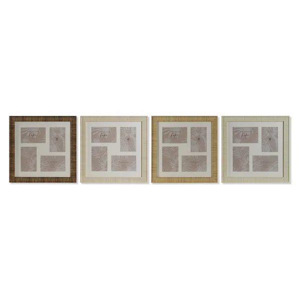Kuvakehys Home ESPRIT Ruskea Beige Luonnollinen Norsunluu Kristalli polystyreeni Skandinaavinen 38 x 2 x 38 cm (4 osaa)