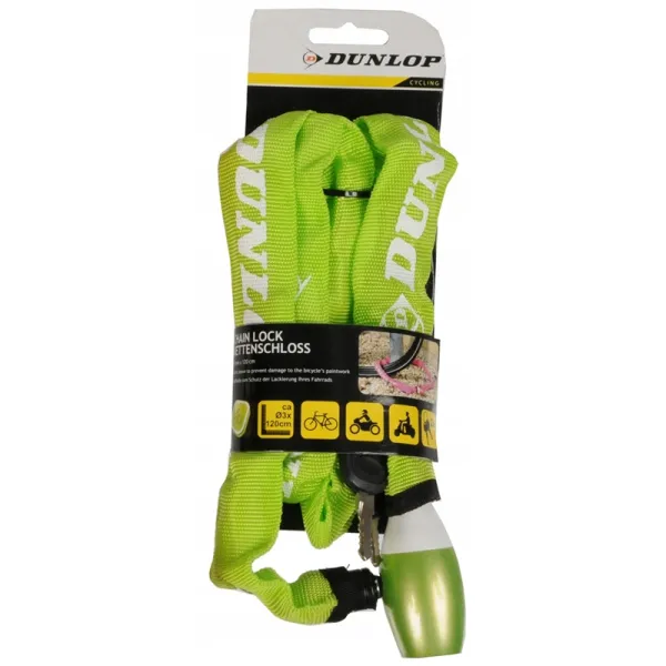Dunlop - Bike lock with chain lock 120cm (Green)