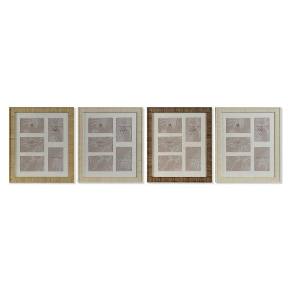 Kuvakehys Home ESPRIT Ruskea Beige Luonnollinen Norsunluu Kristalli polystyreeni Skandinaavinen 34 X 2 X 38 cm (4 osaa)