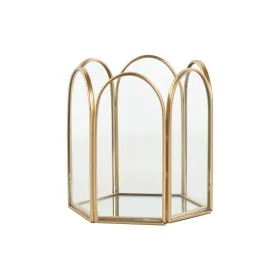 Шкатулка Home ESPRIT Позолоченный Металл Стеклянный 9,2 X 8,2 X 9,5 cm