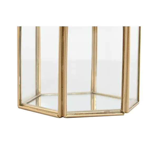 Шкатулка Home ESPRIT Позолоченный Металл Стеклянный 9,2 X 8,2 X 9,5 cm