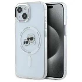 Karl Lagerfeld IML Metal Karl & Choupette Head MagSafe - Case for iPhone 15 (White)