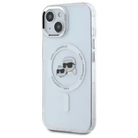 Karl Lagerfeld IML Metal Karl & Choupette Head MagSafe - Case for iPhone 15 (White)