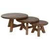 Set of 3 tables Home ESPRIT tiikki 80 x 80 x 43 cm