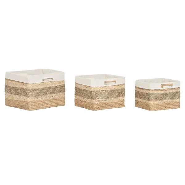 Korisetti Home ESPRIT Luonnollinen Meriruoho Trooppinen 40 x 33 x 28 cm 3 Kappaletta