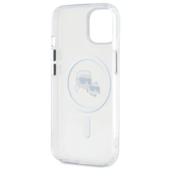 Karl Lagerfeld IML Metal Karl & Choupette Head MagSafe - Case for iPhone 15 (White)
