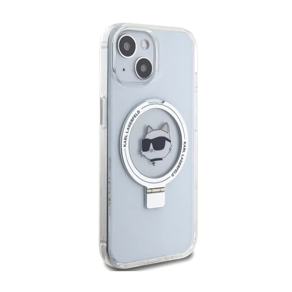Karl Lagerfeld Ring Stand Choupette Head MagSafe - iPhone 15 Case (white)
