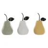Decorative Figure Home ESPRIT White Green Mustard Modern Pear 11 x 11 x 19 cm (3 Units)