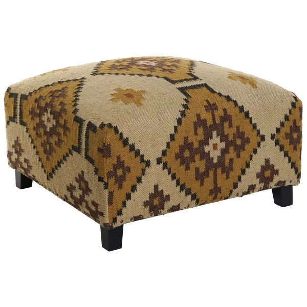 подставка для ног Home ESPRIT Бежевый Горчица 80 x 80 x 44 cm
