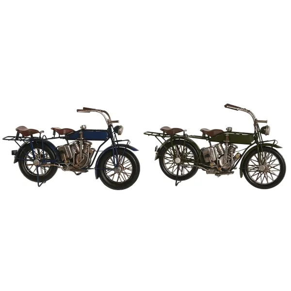 Dekoratīvās figūriņas Home ESPRIT Zils Zaļš Motocikls Vintage 31 x 8 x 16 cm (2 gb.)