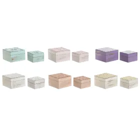 Шкатулка Home ESPRIT Разноцветный Розовый Лиловый Древесина манго 10 X 10 X 6,6 cm (2 Предметы) (6 штук)