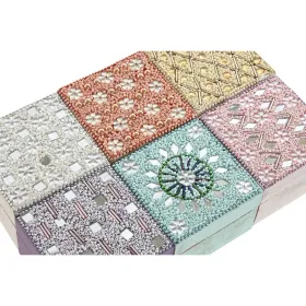 Шкатулка Home ESPRIT Разноцветный Розовый Лиловый Древесина манго 10 X 10 X 6,6 cm (2 Предметы) (6 штук)
