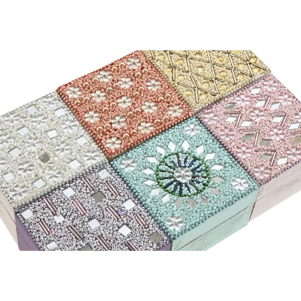 Lādīte Home ESPRIT Daudzkrāsains Rozā Ceriņš Mango koks 10 X 10 X 6,6 cm (2 Daudzums) (6 gb.)