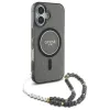 Guess IML Glitter With Pearl Strap MagSafe - Case for iPhone 16 (Black)