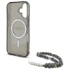 Guess IML Glitter With Pearl Strap MagSafe - Case for iPhone 16 (Black)
