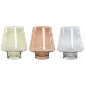 Vaza Home ESPRIT Mėlyna Žalia Gintaras Stiklas Šiuolaikiškas 14,5 x 14,5 x 18 cm (3 vnt.)