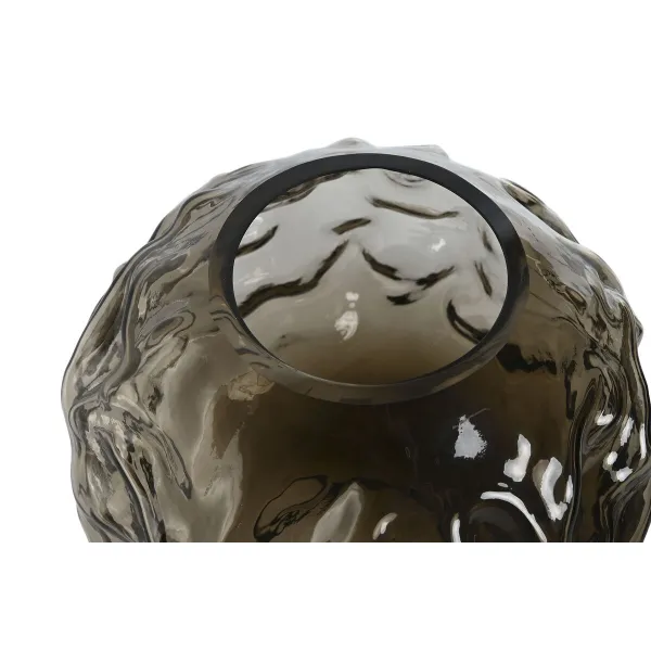 Vase Home ESPRIT Dark brown Crystal Modern 21,5 x 21,5 x 19 cm