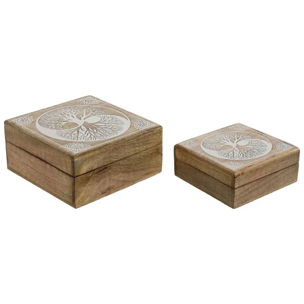 Korurasia Home ESPRIT Valkoinen Luonnollinen Mangopuu 18 x 18 x 9 cm (2 Kappaletta)