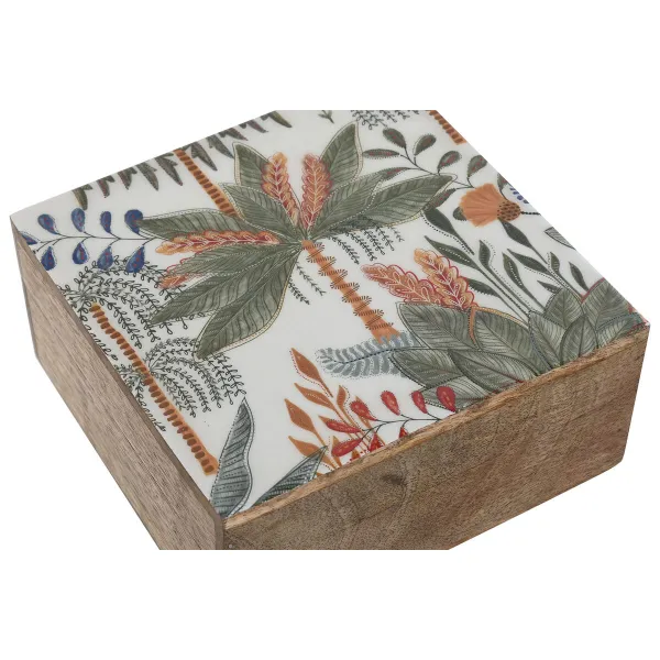 Шкатулка Home ESPRIT Зеленый Оранжевый Древесина манго 18 x 18 x 9 cm (2 Предметы)