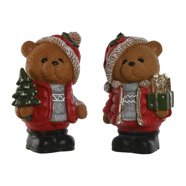 Новогоднее украшение Home ESPRIT Коричневый Красный Медведь (2 штук)