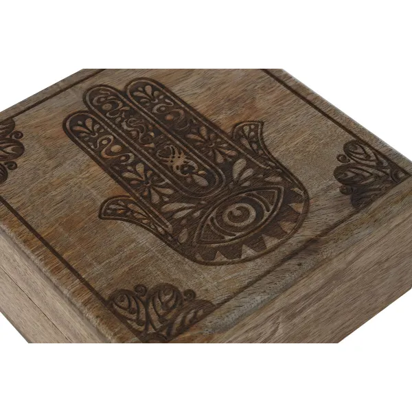 Jewelry box Home ESPRIT Natural Mango wood 18 x 18 x 9 cm (2 Pieces)