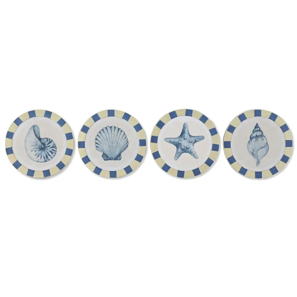 Wall Decoration Home ESPRIT Blue White Mediterranean 30 x 3 x 30 cm (4 Units)