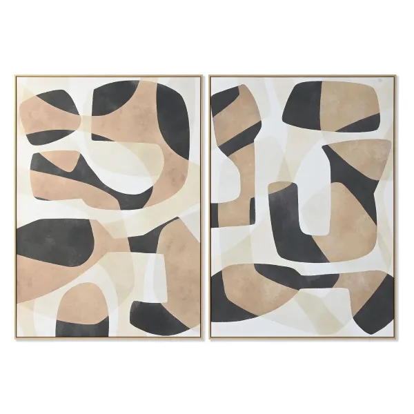 Kangas Home ESPRIT Valkoinen Ruskea Musta Beige Abstrakti Kaupunki 100 x 4 x 140 cm (2 osaa)
