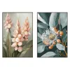 Полотно Home ESPRIT Зеленый Оранжевый Розовый Темно-серый Цветок Shabby Chic (2 штук)
