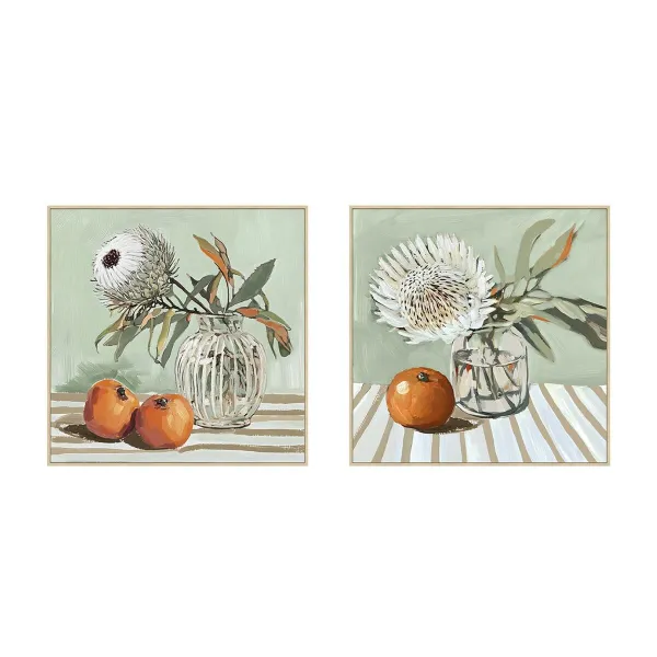 Drobė Home ESPRIT Geltona Balta Raudona Žalia Cottage 83 x 4,5 x 83 cm (2 vnt.)